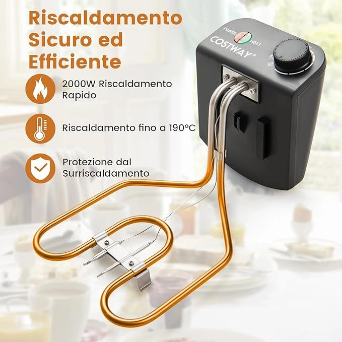 2000W Friggitrice Elettrica in Acciaio Inox 5L, Friggitrice Olio con 3 Cestelli, Temperatura Regolabile Fino a 190 °C e Coperchio Visibile