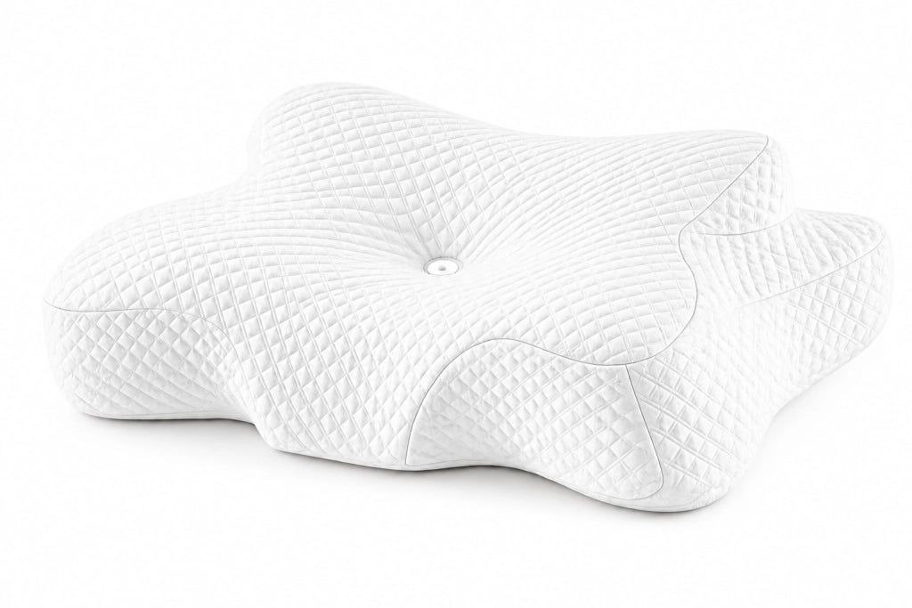 Cuscino Cervicale Ergonomico a Farfalla in Memory Foam, Supporto Ortopedico per Collo e Spalle, Federa Sfoderabile in Tessuto 3D Traspirante, per Dormire Supino e Laterale 55x40 cm