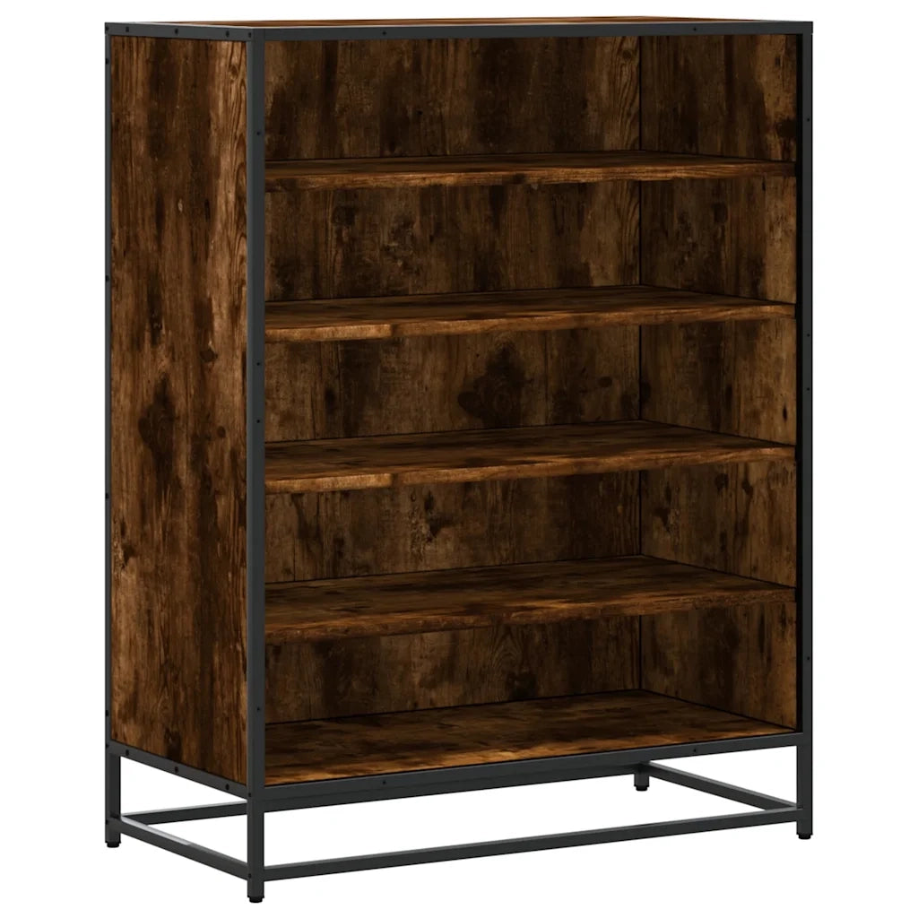 Scarpiera-Scaffale per scarpe Rovere Fumo 75x38x97,5 cm Legno Multistrato Metallo 644247