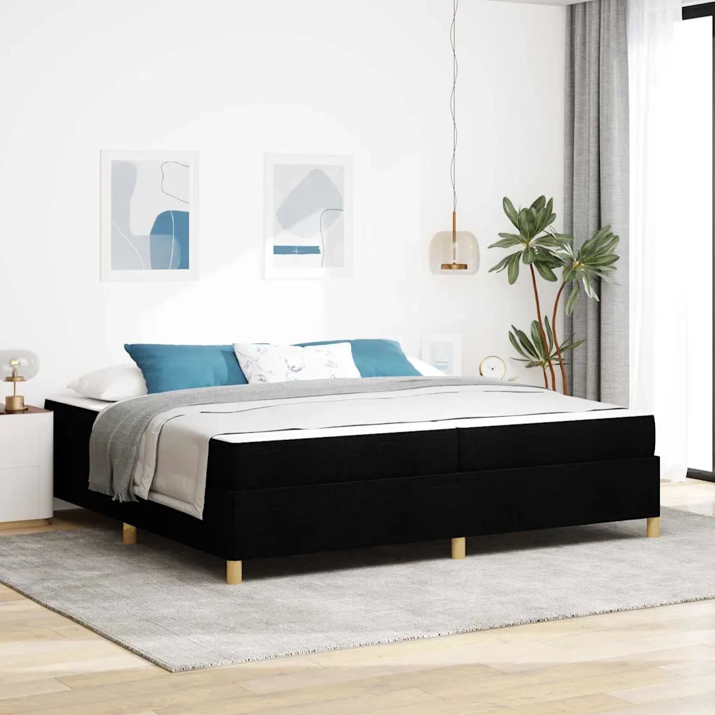 vidaXL Letto a molle Nero e Bianco e Nero 200 x 200 cm Tessuto