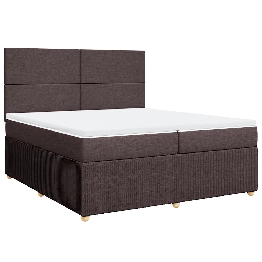 vidaXL Giroletto a Molle con Materasso Marrone Scuro 200x200cm Tessuto