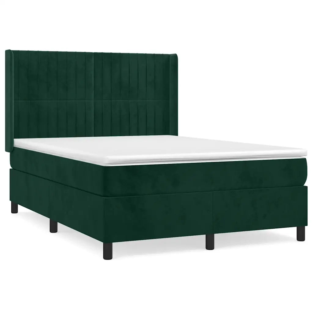 Giroletto a Molle con Materasso Verde Scuro 140x190 cm Vellutocod mxl 74746