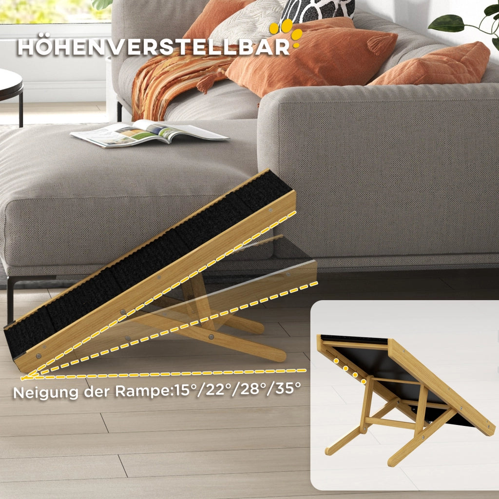Rampa per Cani Regolabile 4 Stadi ¨C Minimal ¨C Legno di Pino Pieghevole