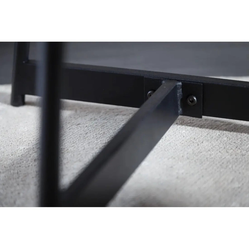 Tavolino basso rotondo ZENTOR 80 cm in legno massiccio e metallo nero stile industriale