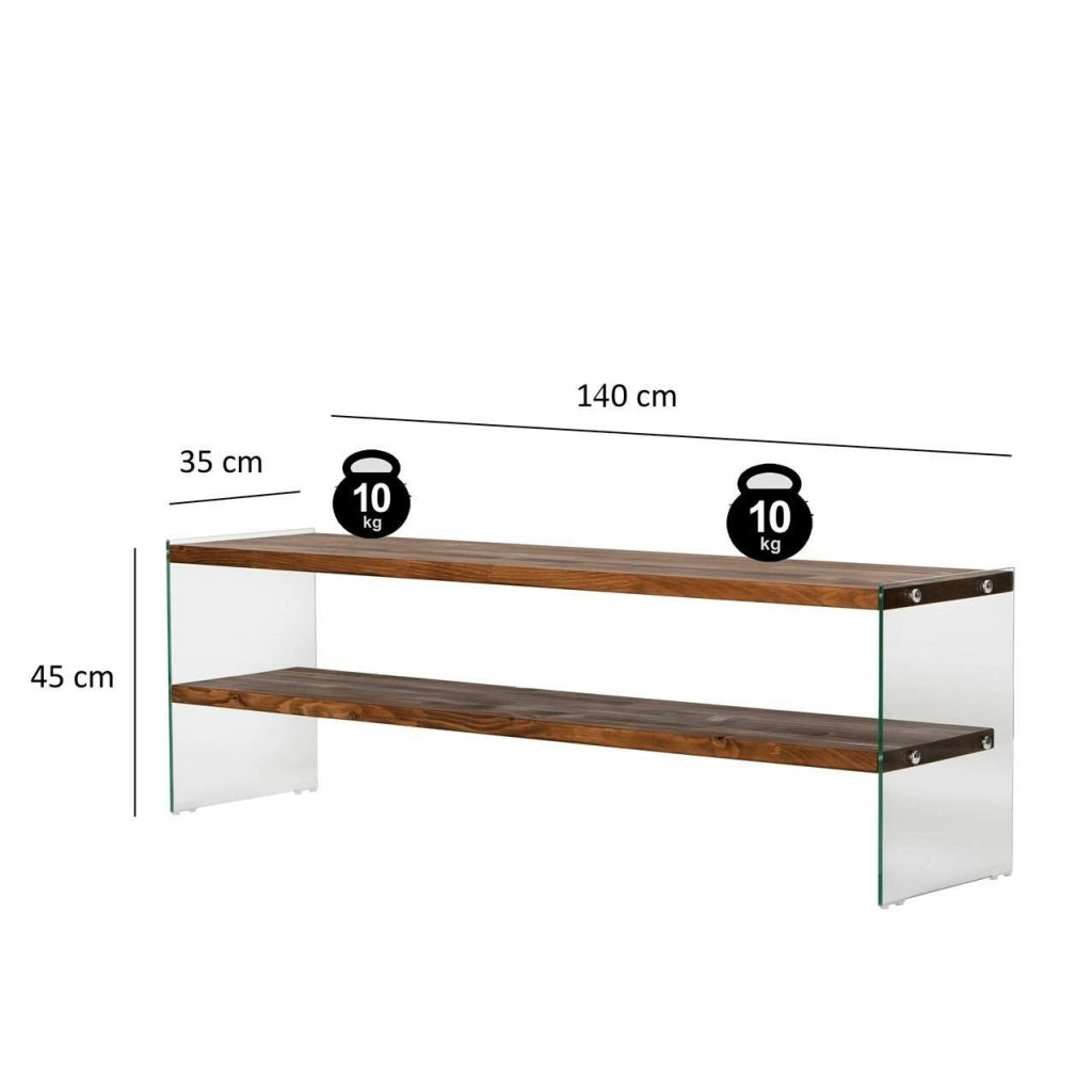 Umbria, Mobile Porta tv 2 Ripiani, 140x35x45h cm Marrone