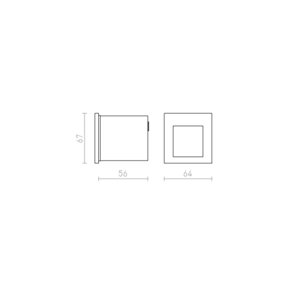 Lampada Faretto TESS SQ da incasso grigio argento 230V LED 3W IP54 3000K