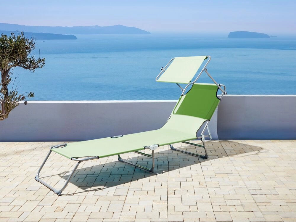 Sdraio da Giardino Prendisole in Acciaio e Tessuto color Verde Lime esterno bordo piscina design moderno