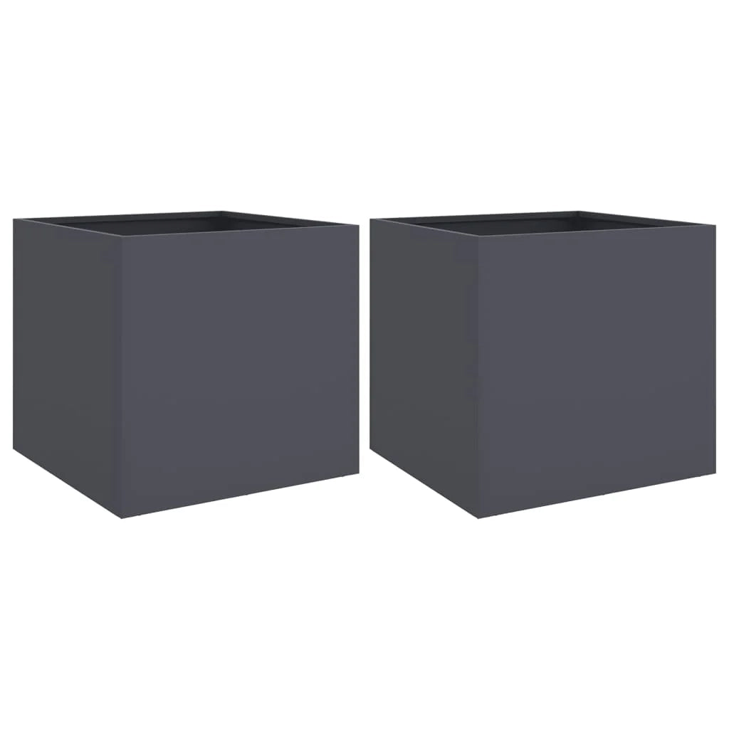 Fioriera rialzata per piante fiori giardino terrazze set da 2 42 x 40 x 39 cm acciaio antracite 02_0038974