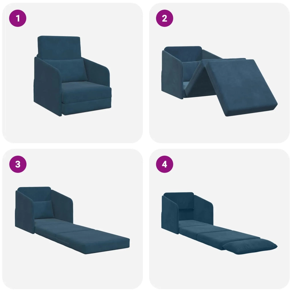 Divano letto Blu 65 x 80 x 83 cm Velluto 4106647