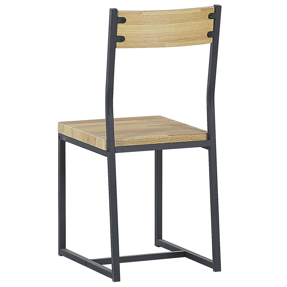 Set da pranzo Piano in legno chiaro Struttura in acciaio Nero Tavolo rettangolare 110 x 70 cm 4 posti con 2 sedie e panca