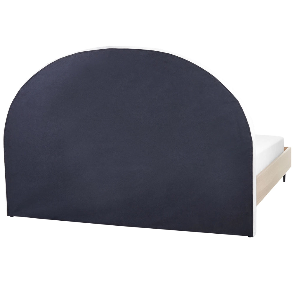 Telaio del letto in tessuto bianco e beige UE Dimensioni 180 x 200 cm Testiera imbottita Telaio in MDF Gambe in metallo Base a doghe in legno Camera da letto in stile moderno