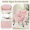 Poltrona Relax con Poggiapiedi, Poltrona da Lettura con Cuscino per Testa, Poltrona Moderna con Schienale e Seduta Imbottiti, Braccioli e Tasca di Stoccaggio, Portata 150 kg (Cashmere Rosa)