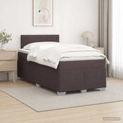 Letto con Box Spring, Materasso e LED Marrone Scuro Tessuto 3451899