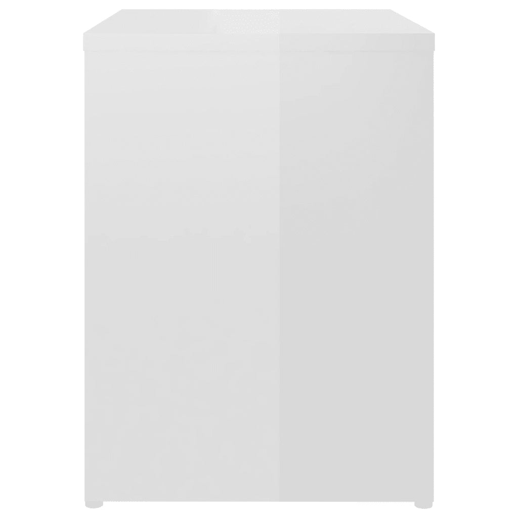 Comodino Bianco Lucido 40x30x40 cm in Legno Multistrato 806340