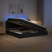 Letto con contenitore LED e materasso Nero 200 x 200 cm Tessuto 3459086