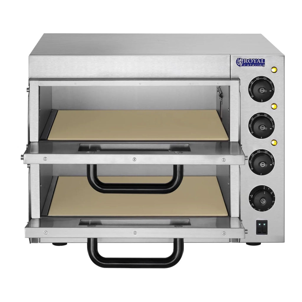 Forno per pizza - 2 camere - Base in argilla refrattaria 3000 W Acciaio inox 14_0001740