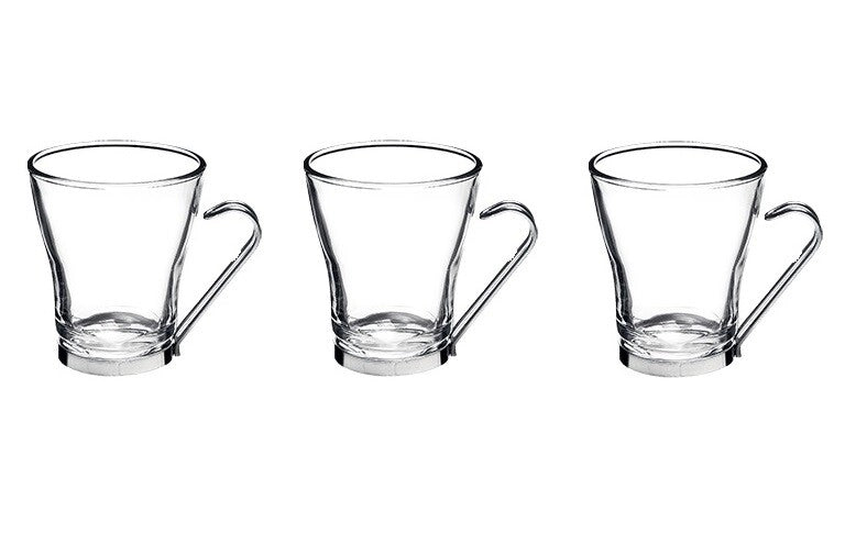 Bicchieri Tazzine Cappuccino Caffè manico in acciaio oslo 3 pezzi 22 cl
