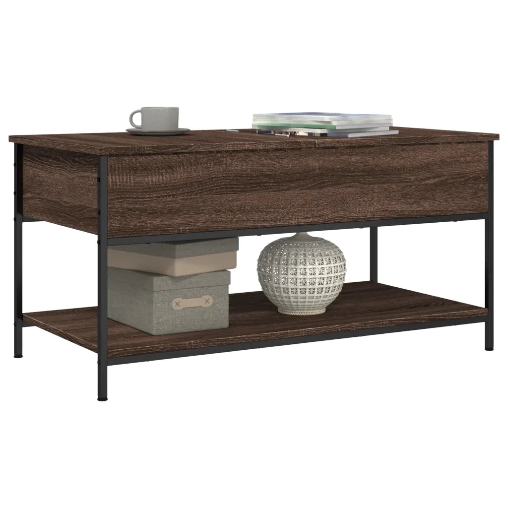Tavolino Salotto Rovere Marrone 100x50x50cm Multistrato Metallo 845350