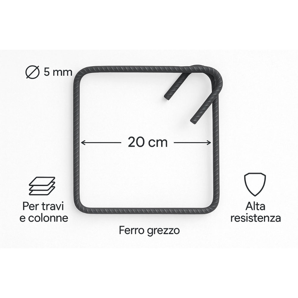 Staffe antisismiche armatura ferro 20x20 cm strutture cemento formati multipli *** pezzi 10, confezione 1