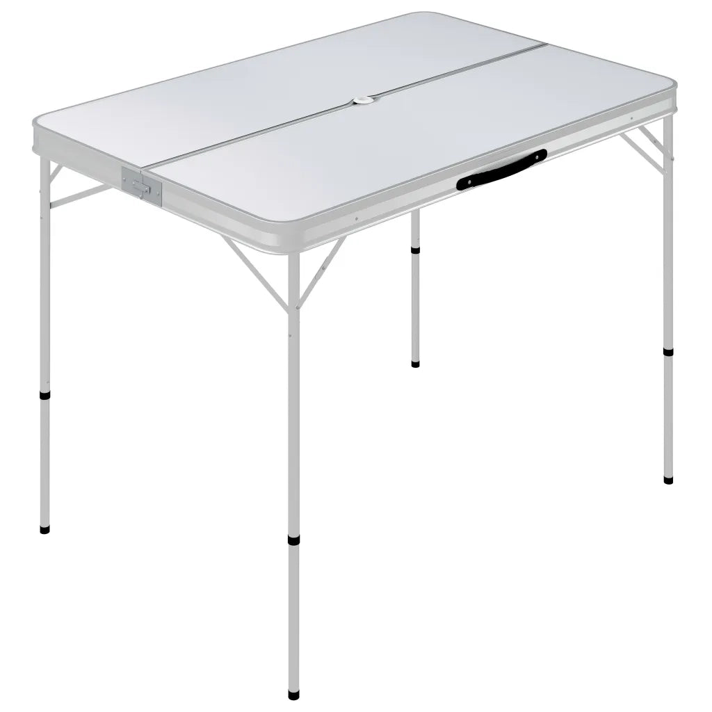 Tavolo da Campeggio Pieghevole con 2 Panche in Alluminio Bianco CFW7962458