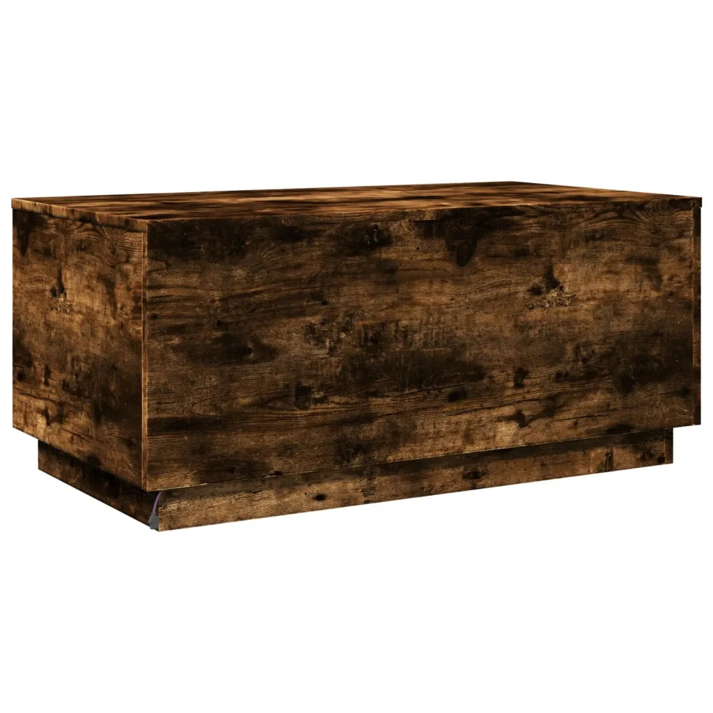 Tavolino da Soggiorno con Luci LED-Tavolino da Salotto-Tavolo Rovere Fumo 90x50x40 cm