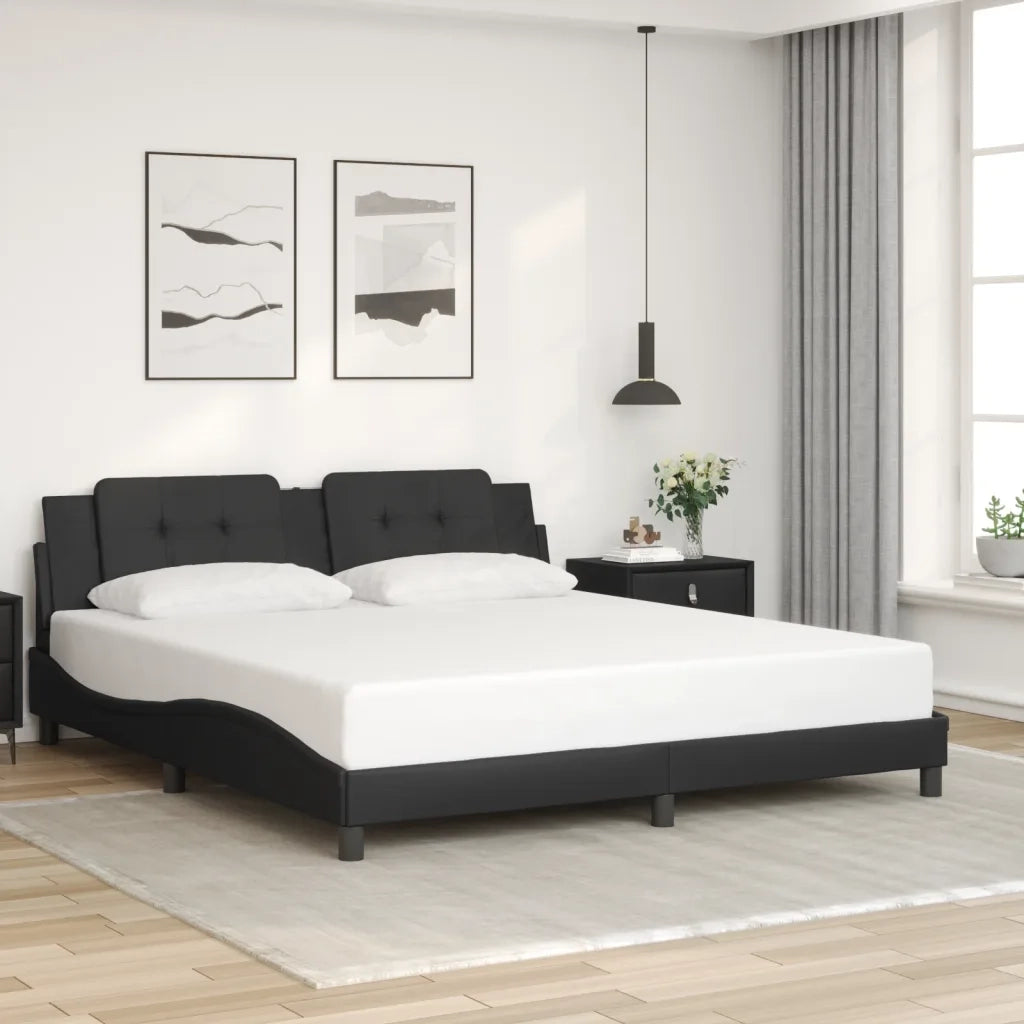 Giroletto con Luce LED Nero 180x200 cm in Similpelle