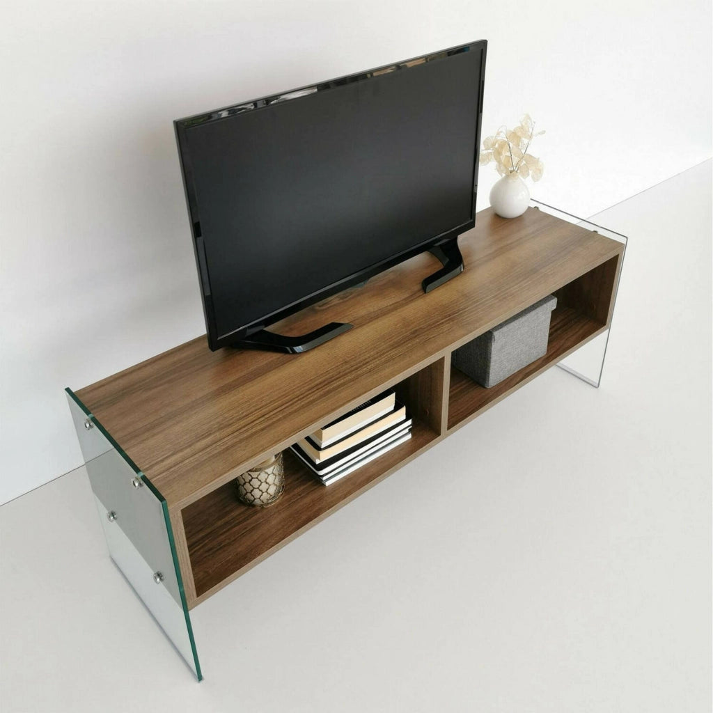 Mobile porta TV Winifred, Credenza da soggiorno, Armadio basso per TV, Base parete attrezzata, 120x35h45 cm, Noce