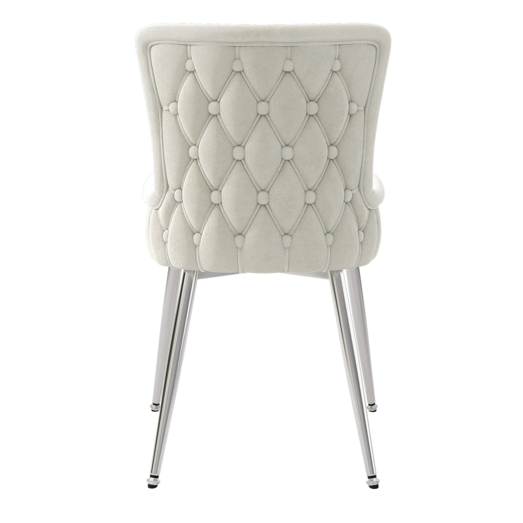 Chaise da pranzo in velluto set da 2 con gambe in metallo per soggiorno e camera da letto beige argento