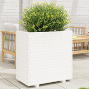 Fioriera da Giardino Bianca 70x40x72,5cm Legno Massello di Pino