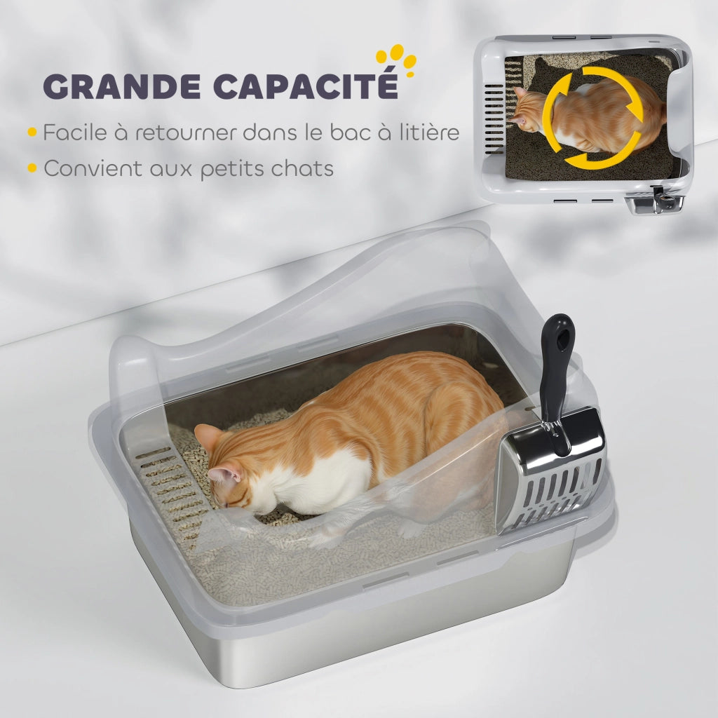 Cassetta igienica per gatti ¨C Zephmum ¨C Grigio 43x33x25 cm