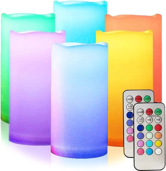 Set di candele LED a colori con funzione di timer - Kit di 6 candele fumanti senza fiamma - Lampade da esterno idrorepellenti