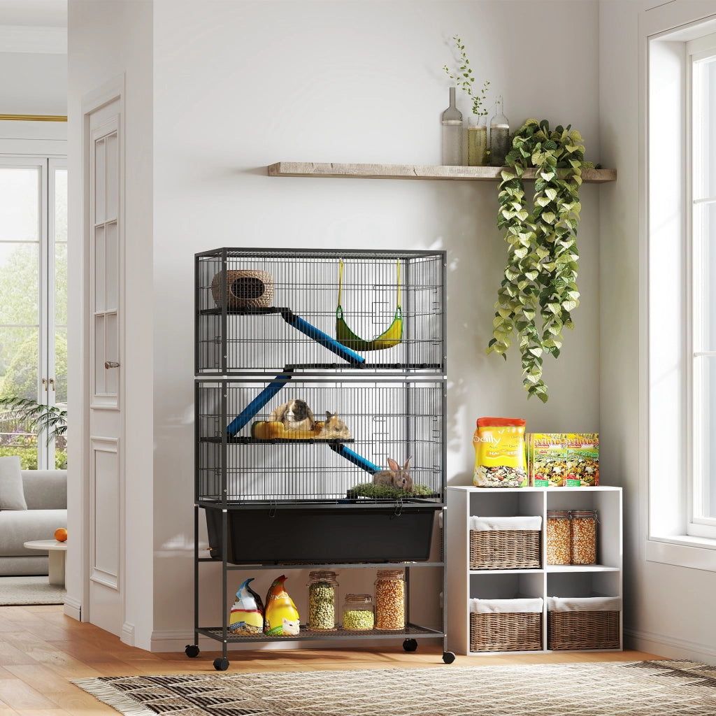 Gabbia per Animali Domestici con 5 Livelli ¨C Zephmum ¨C 88x48x150,5 cm Grigio Scuro