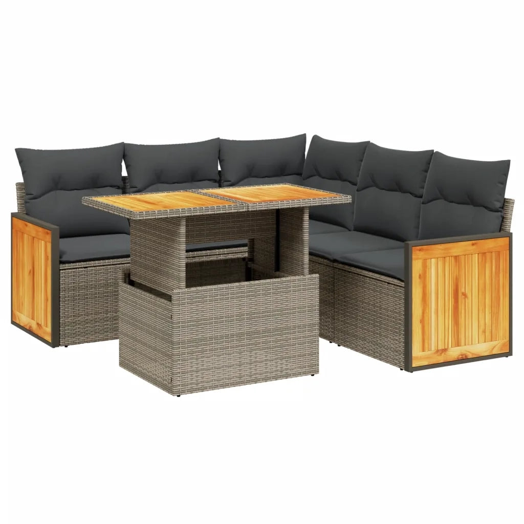 Set Divano da Giardino 6 pz con Cuscini Beige in Polyrattan 3273958