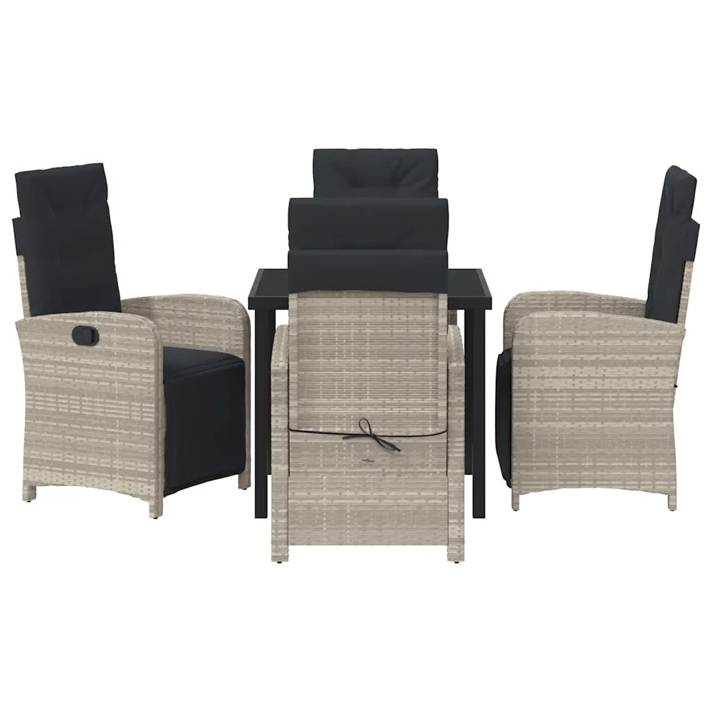 Set da Pranzo per Giardino 5 pcs Grigio chiaro polyrattan 3380345