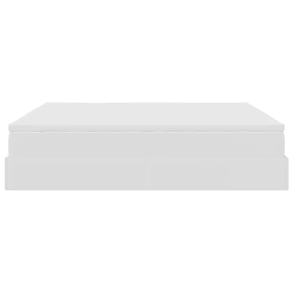 Struttura Letto Pouf con Materasso Bianco 160x200 cm Similpelle 3311047