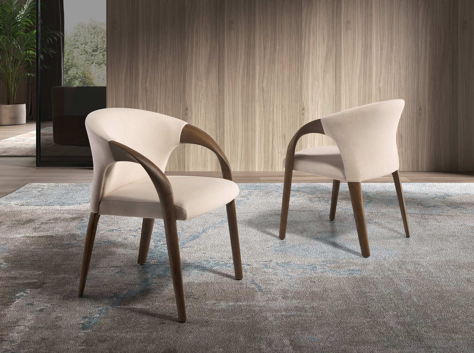 Sedia in velluto color crema