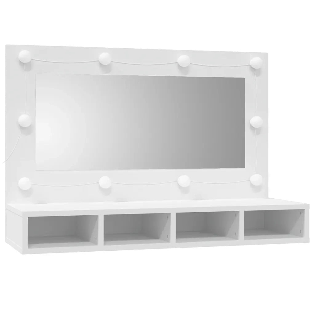 Armadio a specchio con illuminazione a LED 90 x 31 x 62 cm spazio ottimizzato stile moderno legno bianco 02_0047960