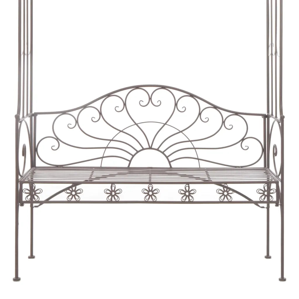 Panchina da Giardino 122 cm in Ferro Marrone Anticato