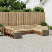 Set di divani da esterno 9 pz Naturale e Beige 3383851