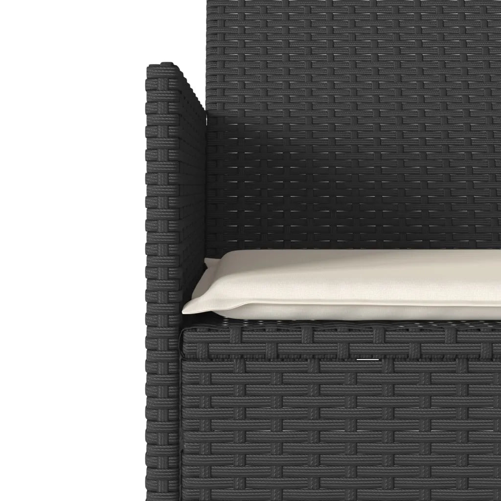vidaXL Divano da Giardino a 2 Posti Tavolo Cuscini Nero in Polyrattan