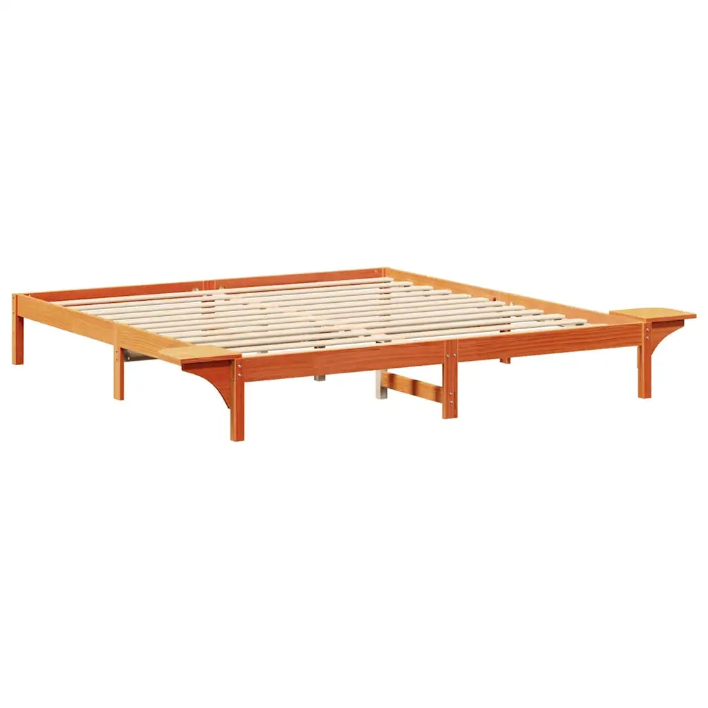 Struttura del letto-Giroletto Marrone cerato 200 x 200 cm Pino massello 719348