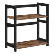 Porta spezie scaffale portaoggetti a 2 livelli organizer da scrivania struttura in bambù per cucina sala da pranzo ufficio 43 cm marrone rustico e nero 12_0001499