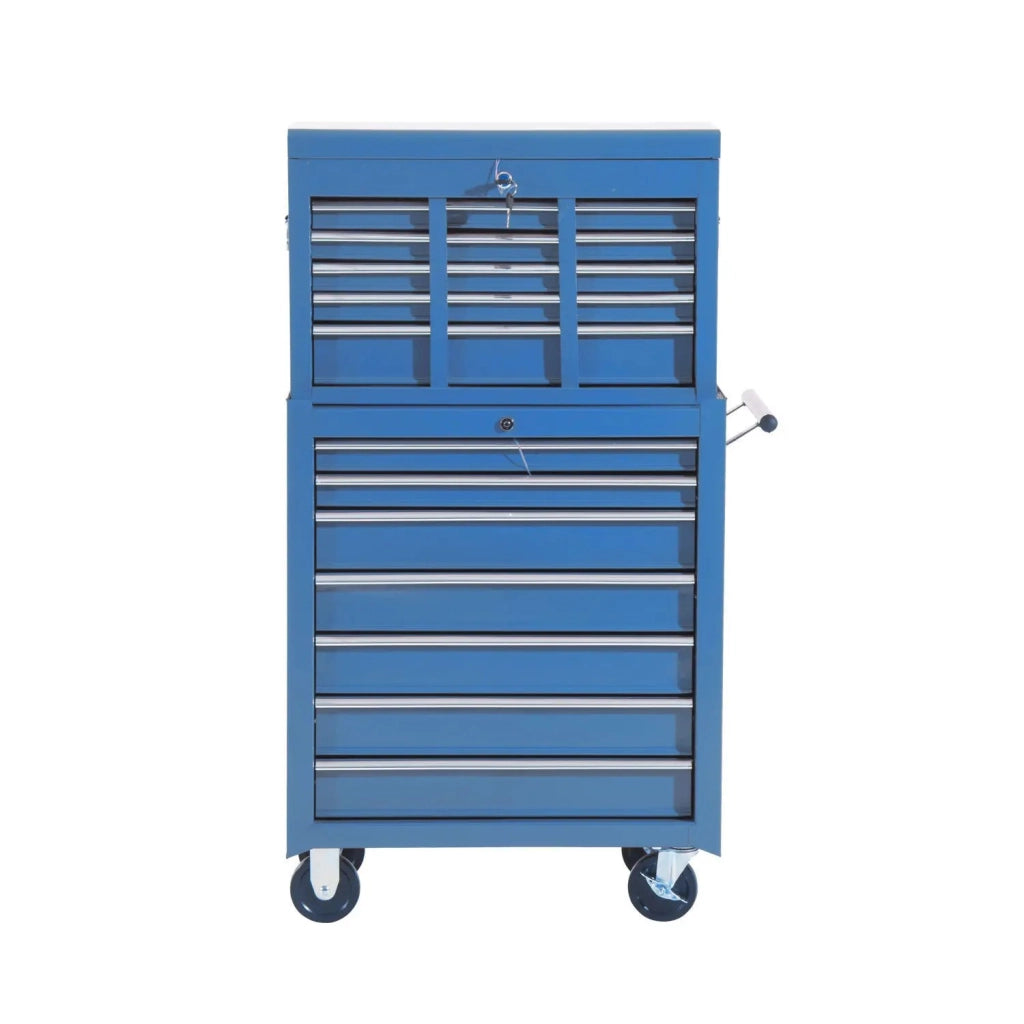 Carrello portautensili, carrello da officina, carrello con ruote e 4 cassetti, blu, mobile e stabile, ideale per garage e officina