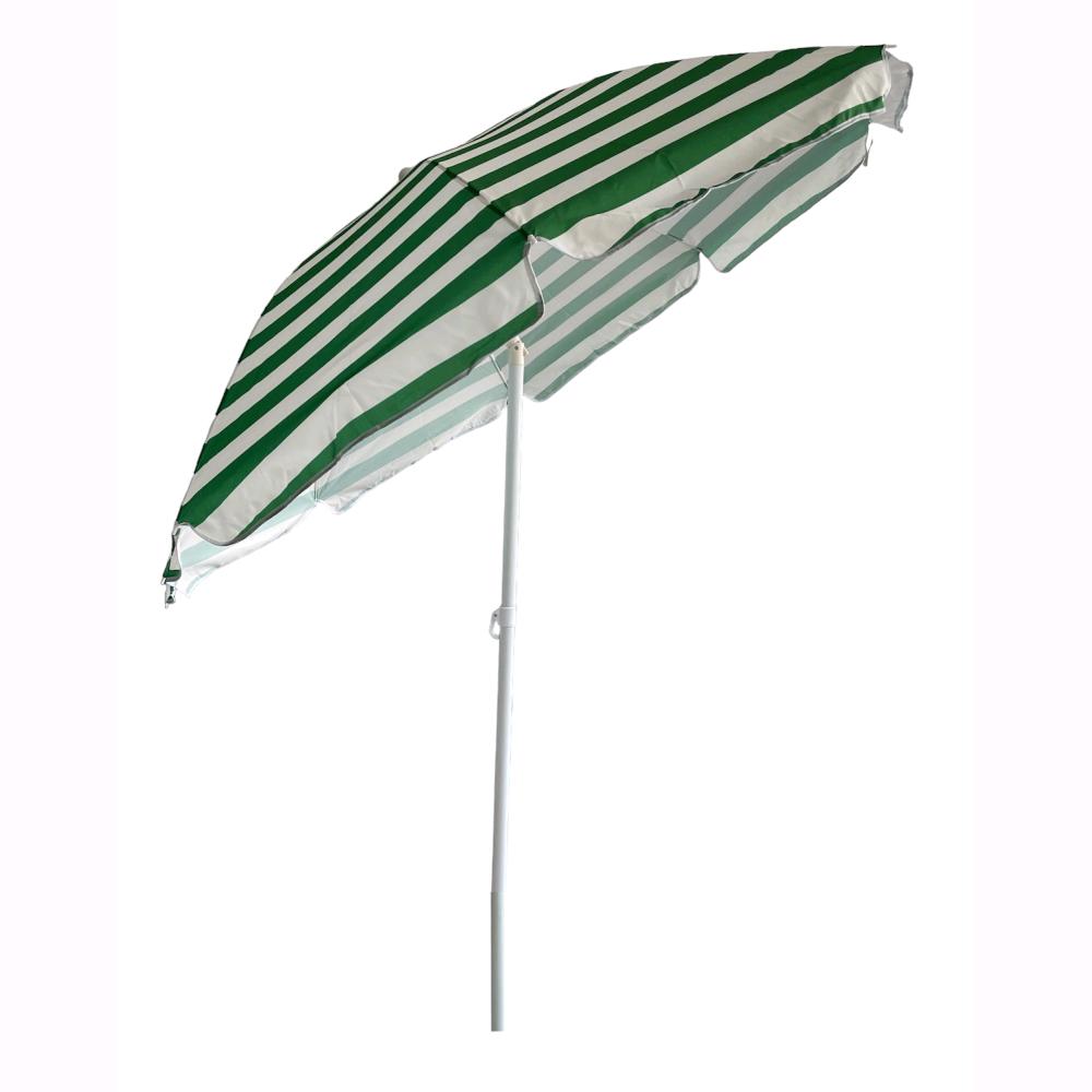 Ombrellone da Spiaggia Mare Diametro 200 cm Telo da 135 gr/mq Colore Bianco/Verde