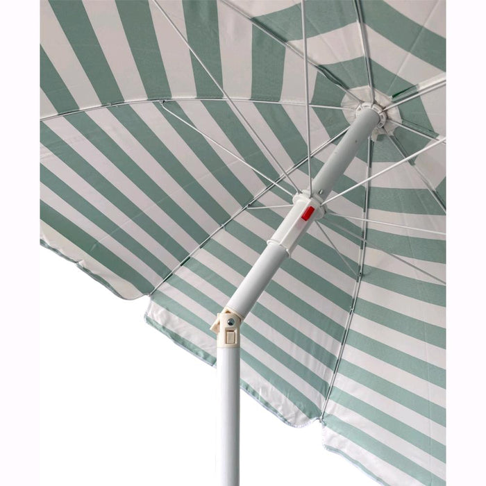 Ombrellone da Spiaggia Mare Diametro 200 cm Telo da 135 gr/mq Colore Bianco/Verde