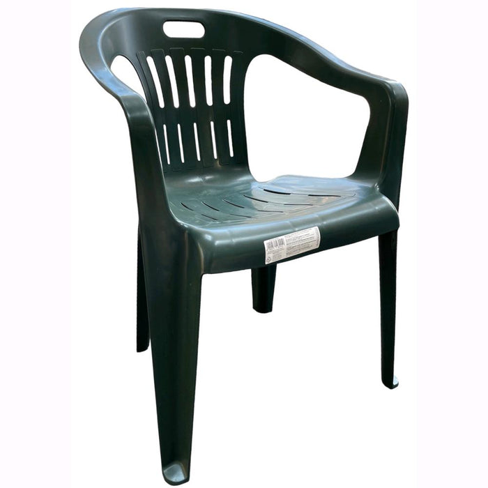 Set 2 Sedie in Polipropilene da Giardino Colore Verde Impilabile con Braccioli Mod. Lido