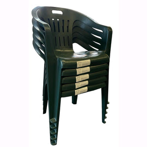 Set 2 Sedie in Polipropilene da Giardino Colore Verde Impilabile con Braccioli Mod. Lido