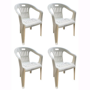 Set 2 Sedie in Polipropilene da Giardino Colore Bianca Impilabile con Braccioli Mod. Lido