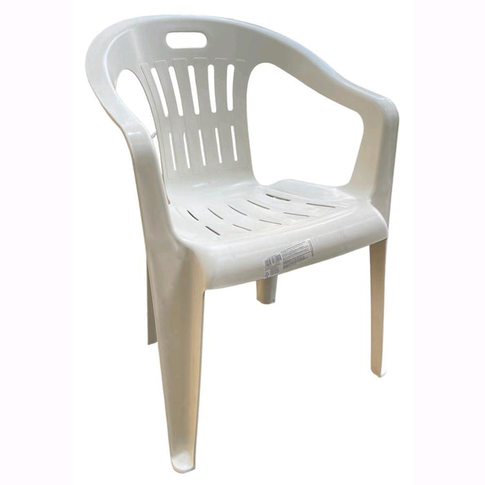 Set 2 Sedie in Polipropilene da Giardino Colore Bianca Impilabile con Braccioli Mod. Lido