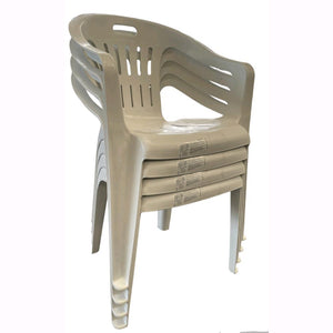 Set 2 Sedie in Polipropilene da Giardino Colore Bianca Impilabile con Braccioli Mod. Lido